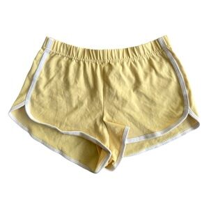 No Boundaries Yellow Athletic Mini Booty Shorts with White Trim Vintage Y2K